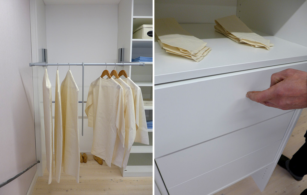 Kleiderlift und TipOn Schubladen Eichenhaus Schränke Gleittüren, Trennwände und Schrankmöbel von der Schreinerei WERNER AG im Eichenhaus Laufach